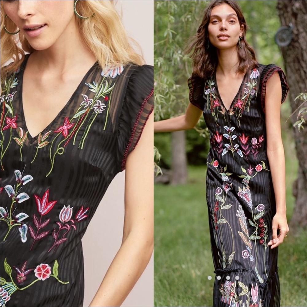 Anthropologie Beaded Corsica Dress
